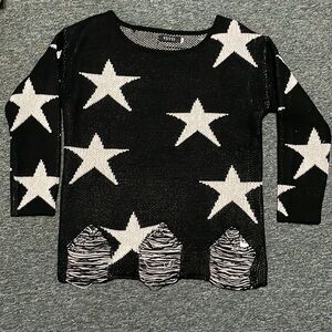 Vutti XL Black Star Boatneck Pullover
